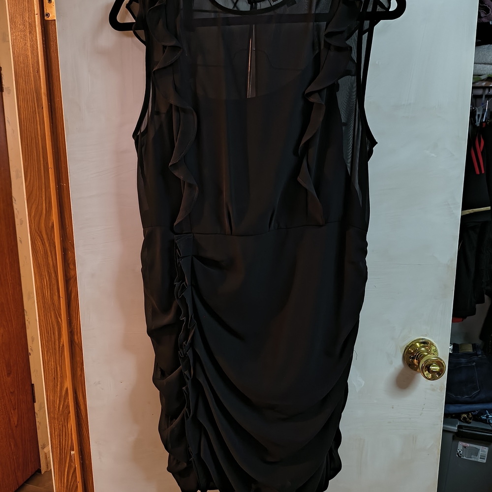 Express Black Ruffle Midi Dress